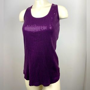 Express Plum Sequin Tank Top Size Large